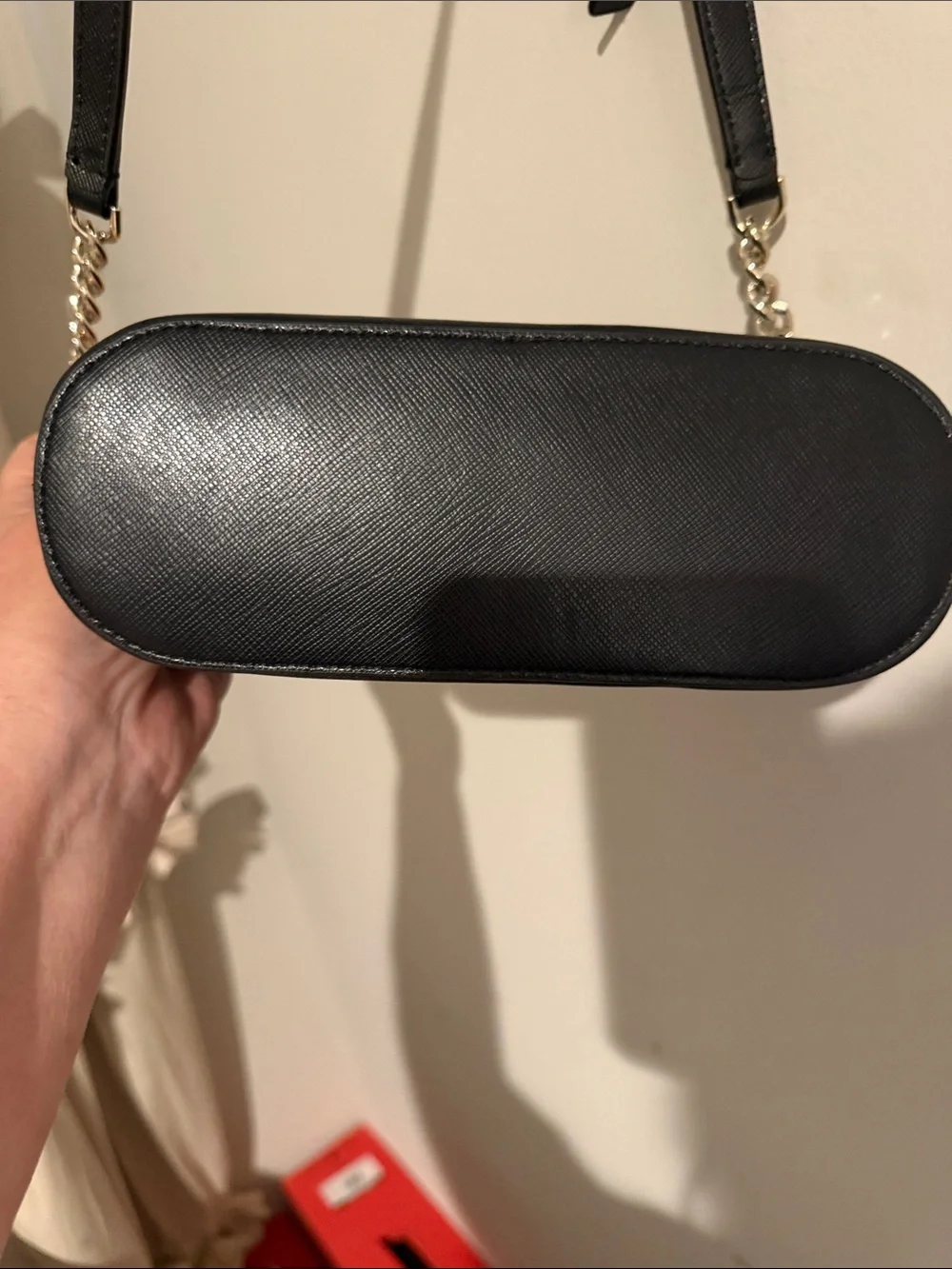 kate spade Black Leather Crossbody with Gold Chain